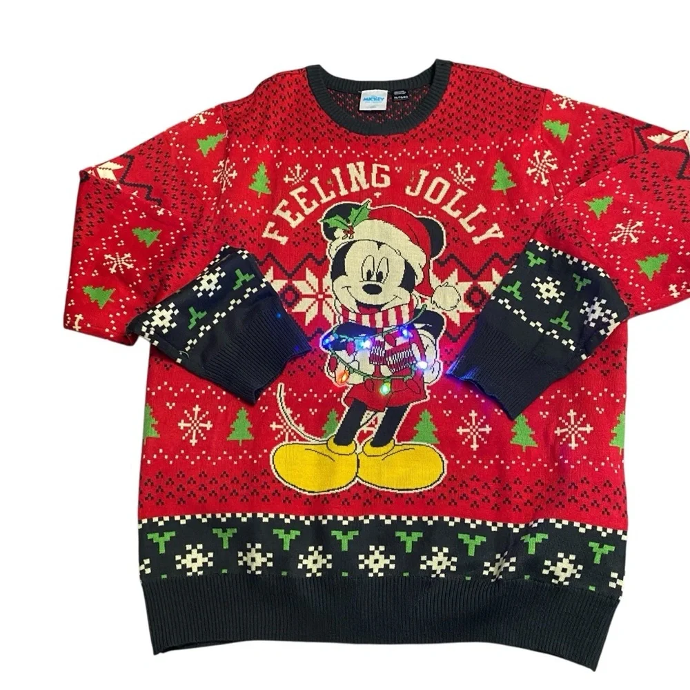 Disney Men Mickey Mouse Feeling Jolly Light Up Sweater